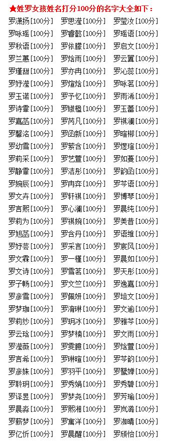 女孩名字打分100分 免费自动取名100分