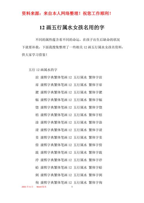 五行属性为水的字女孩名字 五行属水的字大全女孩